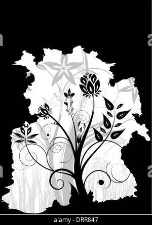 Le noir et blanc floral background Banque D'Images