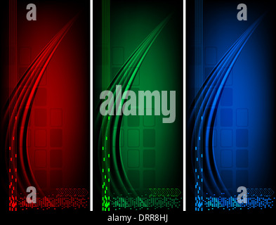Ensemble de trois bannières sombres Banque D'Images
