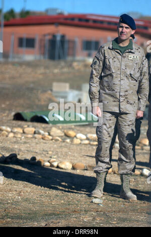 Paracuellos de Jarama, Espagne . 30Th Jan, 2014. Le Prince Felipe d'Espagne visite le parachutiste Brigada Almogavares 'VI' le jour de son 46e anniversaire le 30 janvier 2014 à Paracuellos de Jarama, Espagne : dpa Crédit photo alliance/Alamy Live News Banque D'Images