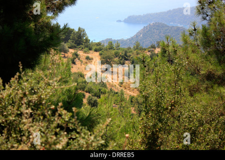 Une vue sur les montagnes vue de la Lycie, près de Oludeniz Banque D'Images