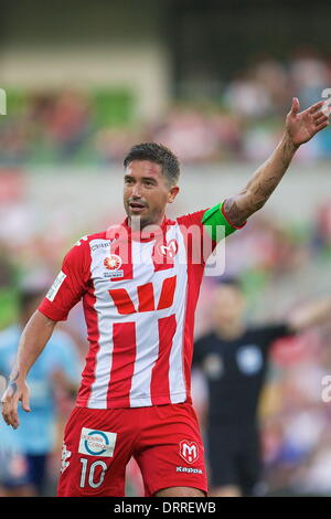 Melbourne, Australie. Jan 31, 2014. Au cours de l'Action 17 ronde match entre Melbourne et Sydney FC Fréquence cardiaque au cours de l'Australian Hyundai A-League saison 2013/2014 à l'Etihad Stadium. Crédit : Tom Griffiths/ZUMA/ZUMAPRESS.com/Alamy fil Live News Banque D'Images