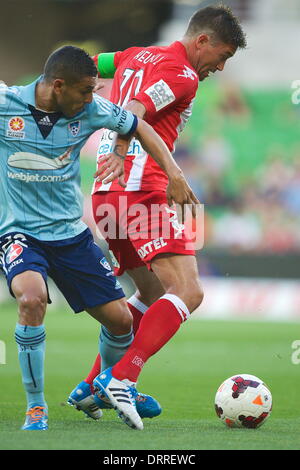 Melbourne, Australie. Jan 31, 2014. Au cours de l'Action 17 ronde match entre Melbourne et Sydney FC Fréquence cardiaque au cours de l'Australian Hyundai A-League saison 2013/2014 à l'Etihad Stadium. Crédit : Tom Griffiths/ZUMA/ZUMAPRESS.com/Alamy fil Live News Banque D'Images