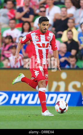 Melbourne, Australie. Jan 31, 2014. Au cours de l'Action 17 ronde match entre Melbourne et Sydney FC Fréquence cardiaque au cours de l'Australian Hyundai A-League saison 2013/2014 à l'Etihad Stadium. Crédit : Tom Griffiths/ZUMA/ZUMAPRESS.com/Alamy fil Live News Banque D'Images