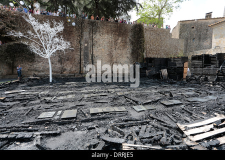 Girona Flower Show - que l'affichage a été incendiée par des pyromanes en 2013 et laissé d'être vu par le public dans le cadre du salon Banque D'Images