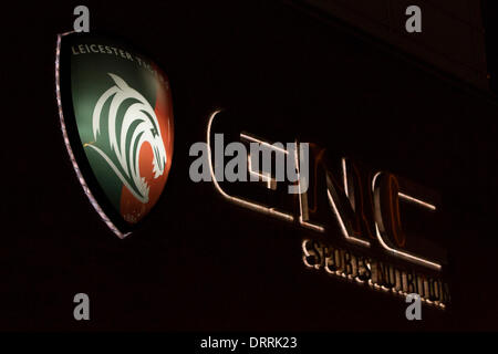 Leicester, Royaume-Uni. Jan 31, 2014. Détails extérieurs du Welford Road stadium au cours de la LV = Cup match entre Leicester Tigers et Bath Rugby de Welford Road. Credit : Action Plus Sport/Alamy Live News Banque D'Images