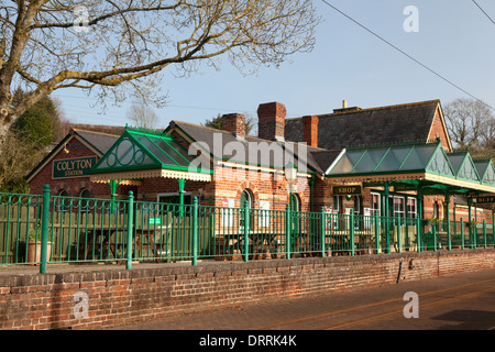 Colyton, station terminus nord de la tramway Seaton, Devon Banque D'Images