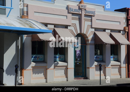 Art Deco Napier, Halsbury Édifice Chambers, le napier Mail, 74 Tennyson Street , Napier, Hawkes Bay, île du Nord Nouvelle-zélande Banque D'Images