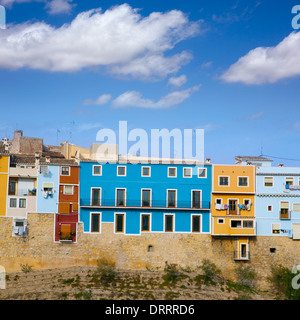 Maisons colorées à La Vila Joiosa Villajoyosa à Alicante Espagne Méditerranéenne Banque D'Images