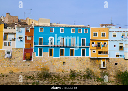 Maisons colorées à La Vila Joiosa Villajoyosa à Alicante Espagne Méditerranéenne Banque D'Images