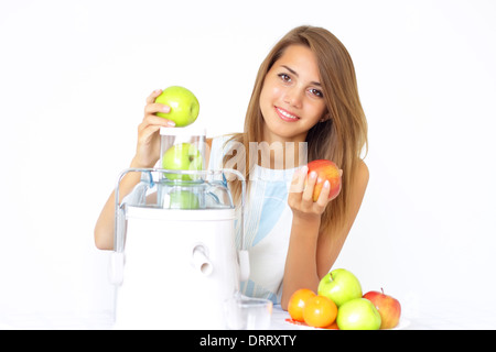 Happy girl sur juicers Banque D'Images