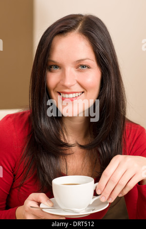 Tasse de café smiling woman Banque D'Images