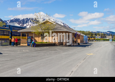 Alaska Railroad Depot dans Seward, Alaska. Banque D'Images