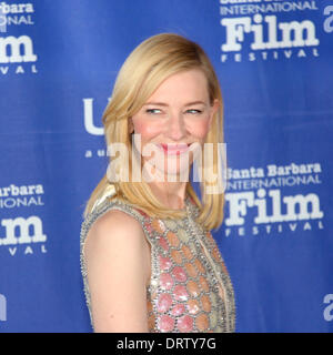 1er février 2014, le Santa Barbara International Film Festival présente l'actrice Cate Blanchett avec le rendement exceptionnel de l'année Award pour son rôle dans le dernier film de Woody Allen Blue Jasmine. S'habiller par Maison Martin Margiela Banque D'Images