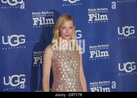 1er février 2014, le Santa Barbara International Film Festival présente l'actrice Cate Blanchett avec le rendement exceptionnel de l'année Award pour son rôle dans le dernier film de Woody Allen Blue Jasmine. S'habiller par Maison Martin Margiela Banque D'Images