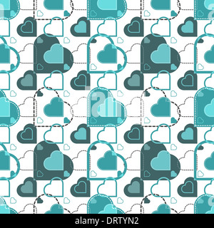 Modèle transparent avec des coeurs bleu sur fond blanc Banque D'Images