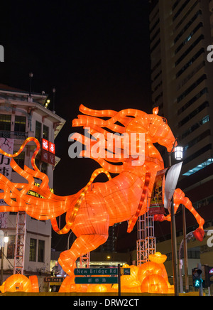 Le Nouvel An chinois 2014 Décoration de la rue dans l'année du cheval, Chinatown, Singapour Banque D'Images