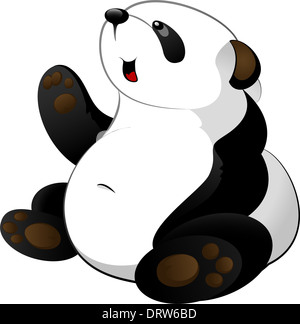 Little panda cub est assis. Isolées. Banque D'Images