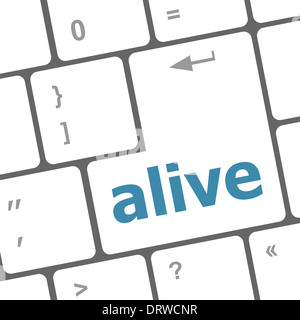 En vie texte sur ordinateur portable bouton touche clavier Banque D'Images