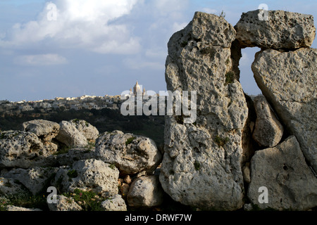 Pierres de temples de Ggantija XAGHRA GOZO MALTE 04 Décembre 2013 Banque D'Images