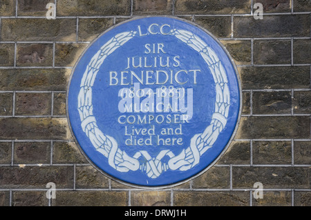 Blue Plaque de Sir Julius Benedict, Londres Angleterre Royaume-Uni UK Banque D'Images