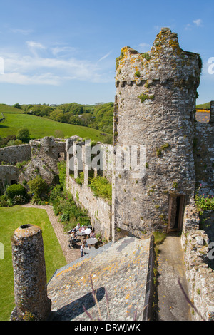 Près de Château de Manorbier Tenby Norman dans l'ouest du pays de Galles Banque D'Images