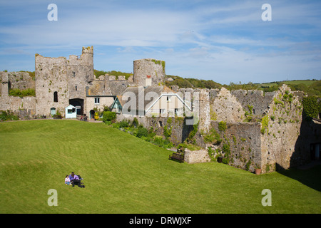 Près de Château de Manorbier Tenby Norman dans l'ouest du pays de Galles Banque D'Images