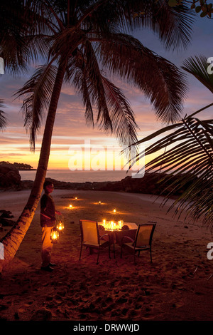 Dîner à Bom Bom Island Resort, principe Banque D'Images