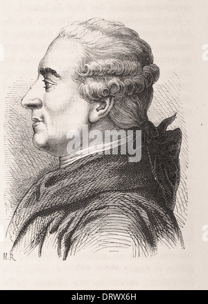 Portrait de Pierre-Augustin Caron de Beaumarchais - gravure XIX ème siècle français Banque D'Images