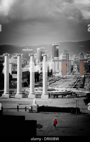 Piliers en face de l'Art Museum de Catalunya,Barcelone Banque D'Images