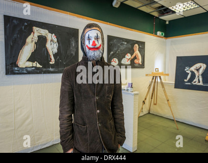 Portrait d'un artiste avec le maquillage de clown, l'Islande Banque D'Images