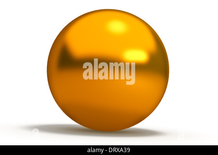 Formes géométriques en or sphere isolé sur fond blanc Banque D'Images