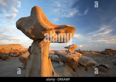 "Champignon" roches, De-Na Bisti Wilderness Area-Zin, Nouveau Mexique USA Banque D'Images