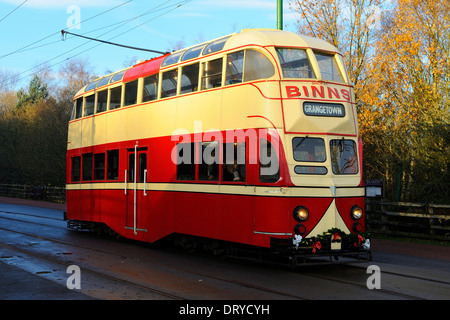 Tram Vintage - Beamish Open Air Museum, County Durham, Angleterre Banque D'Images