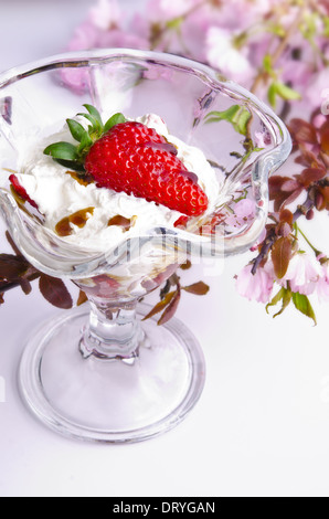 Erdbeere und sahne,crème balsamique Banque D'Images