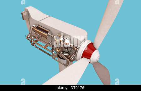 La section d'éolienne isolé sur fond bleu Banque D'Images