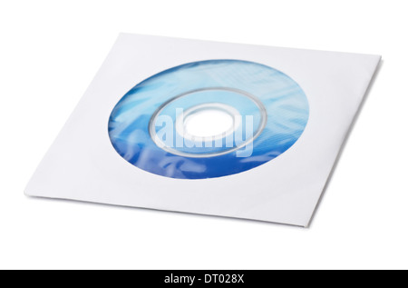 CD d'installation dans l'enveloppe de papier isolated on white Banque D'Images