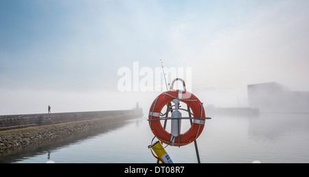 Life preserver par port de Reykjavik, Reykjavik, Islande. Banque D'Images