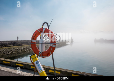 Life preserver par port de Reykjavik, Reykjavik, Islande. Banque D'Images