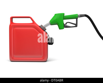 Illustration de la buse de la pompe à carburant vert et rouge bidon isolé sur fond blanc Banque D'Images