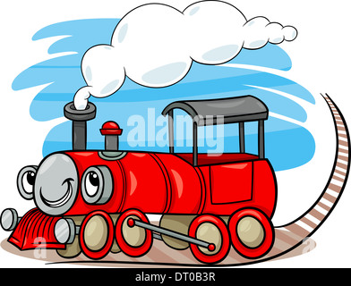 Cartoon Illustration de drôle de machine à vapeur Locomotive ou Train Ventre Puffer Caractère Transport Banque D'Images