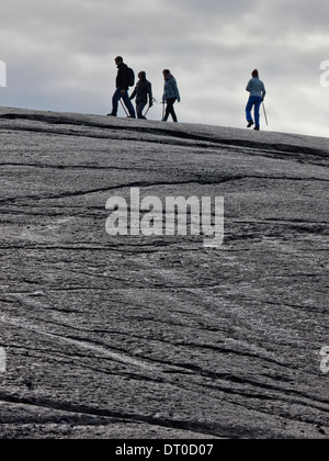 Les gens marcher sur glacier Svinafellsjokull, Islande Banque D'Images