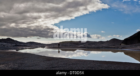 Lagoon par Virkisjokull Glacier, Islande Banque D'Images