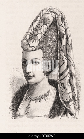 Portrait d'Isabeau de Baviere - gravure XIX ème siècle français Banque D'Images