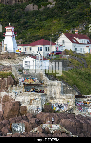 Le Fort Amherst phare à l'entrée du goulet de St John's Terre-Neuve Canada Banque D'Images