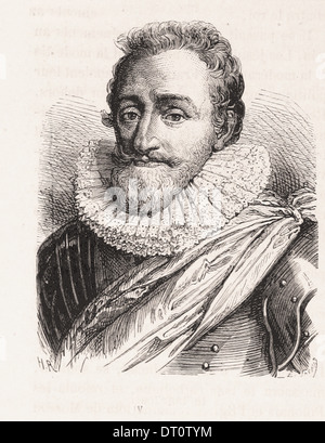 Portrait d'Henri IV, roi de France - gravure XIX ème siècle français Banque D'Images