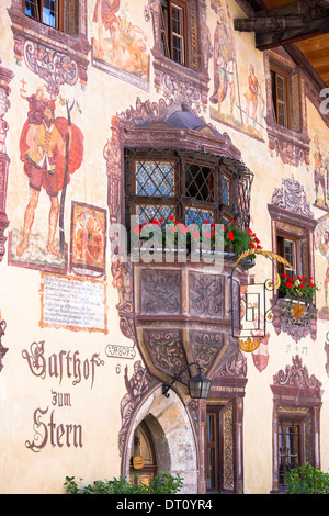 Gasthof Stern hôtel du xvie siècle, construit en 1573, Kirchweg dans la vieille partie de la ville de Oetz, au Tyrol, Autriche Banque D'Images