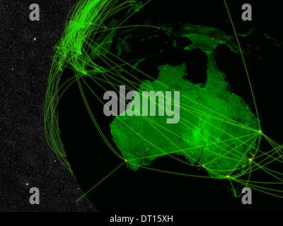 Réseau sur l'Australie. Concept de la technologie de l'information. Éléments de cette image fournie par la NASA. Banque D'Images