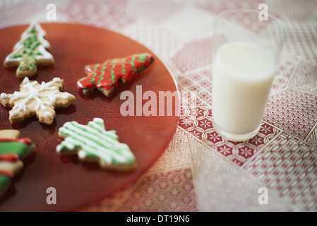 Woodstock, New York USA maison bio biscuits de Noël verre de lait Banque D'Images