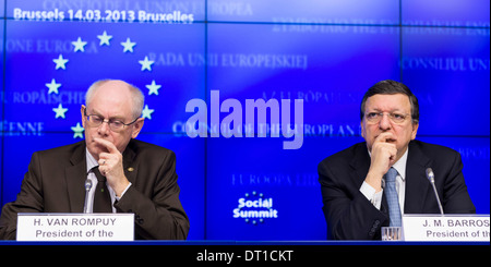 Belgique, Bruxelles le 2013/03/14 : Sommet Social tripartite avec Herman Van Rompuy et Jose Manuel Barroso Banque D'Images