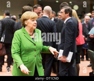 Belgique, Bruxelles le 2013/03/14 : Le Sommet européen tripartite avec Angela Merkel Banque D'Images